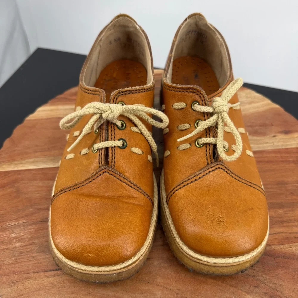 Vintage Bort Carleton Shoes Tan Brown‎ Leather Shoes Women's 6.5 lace up